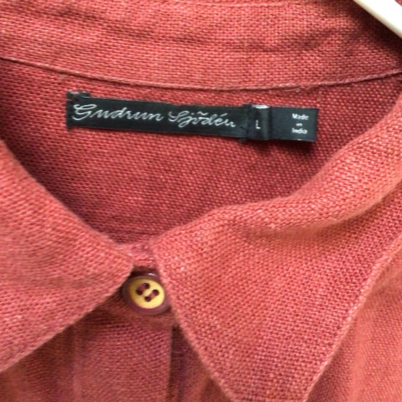 Gudrun Sjoden Red Tunic with Purple Accents, 100% linen, embroidered, sz L - Picture 8 of 13